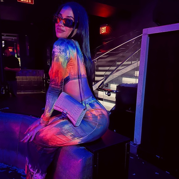 TWO PIECE BLUE | ORANGE SKIRT SET - Picture 2 of 3